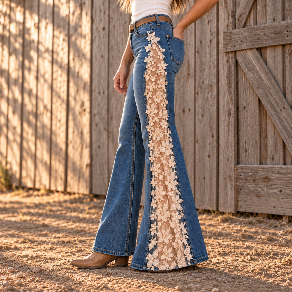 Wildflower Lace Flare Jeans