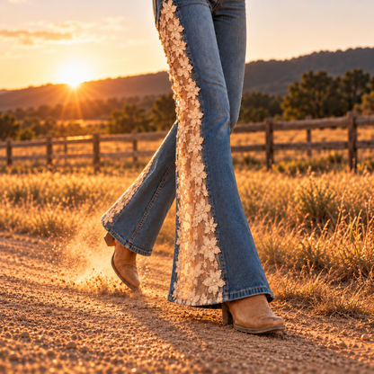 Wildflower Lace Flare Jeans